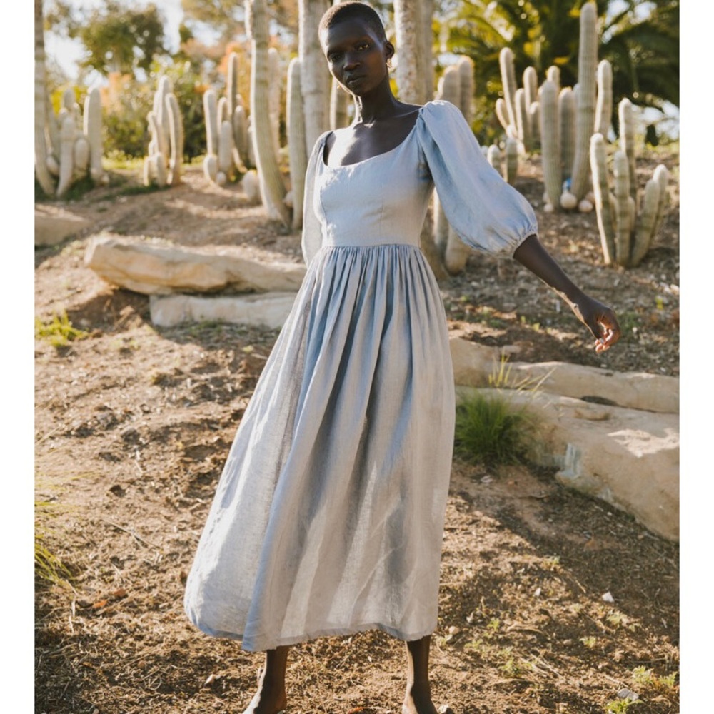 Kara Thoms Bellflower Dress in Chambray size L